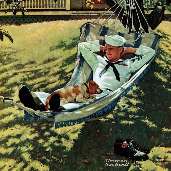 Office Humor: On Leave by Norman Rockwell