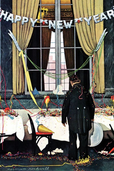 Office Humor: Party's Over (Happy New Year) by Norman Rockwell