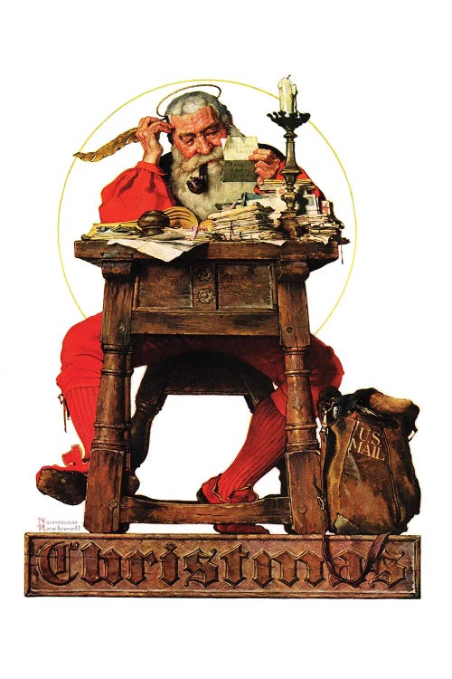 Santa At His Desk by Norman Rockwell wall art