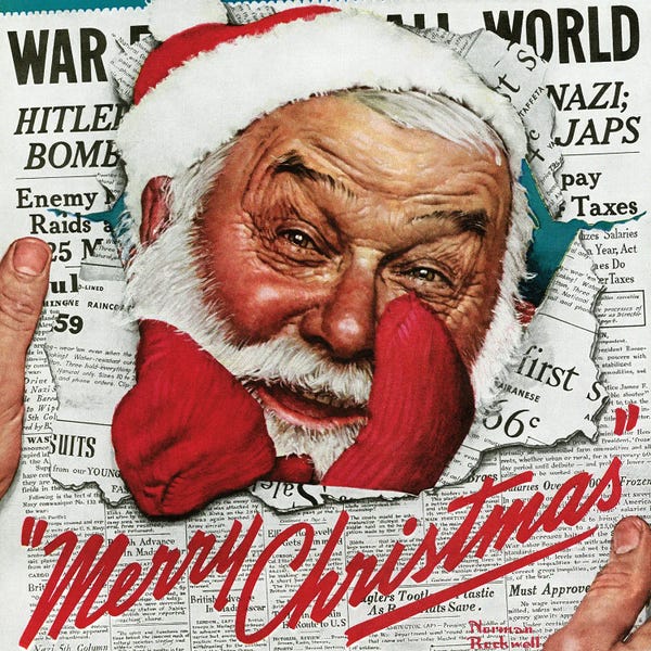 Norman Rockwell: Santa's In The News by Norman Rockwell
