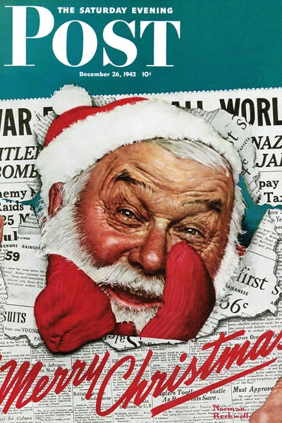 Norman Rockwell: Santa's In The News Cover by Norman Rockwell