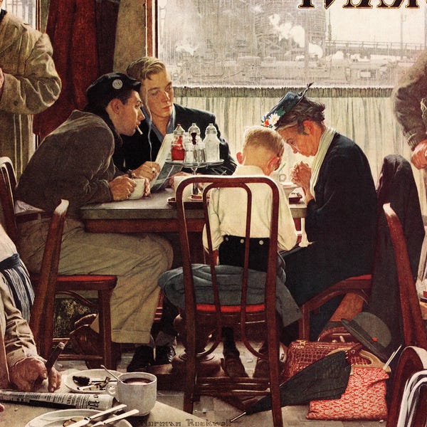 Norman Rockwell: Saying Grace by Norman Rockwell