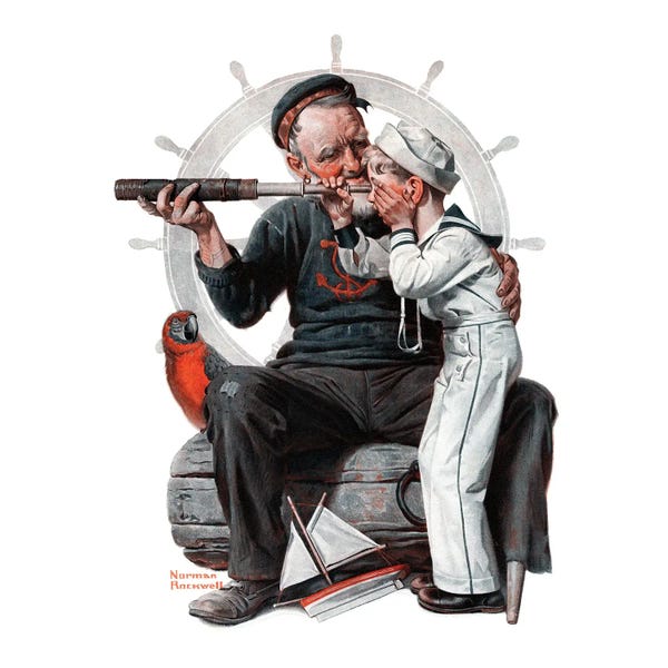 Norman Rockwell: Setting One's Sights (Ship Ahoy) by Norman Rockwell