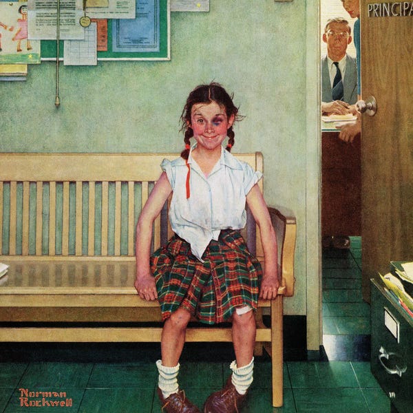 Norman Rockwell: Shiner (Outside The Principal's Office) by Norman Rockwell