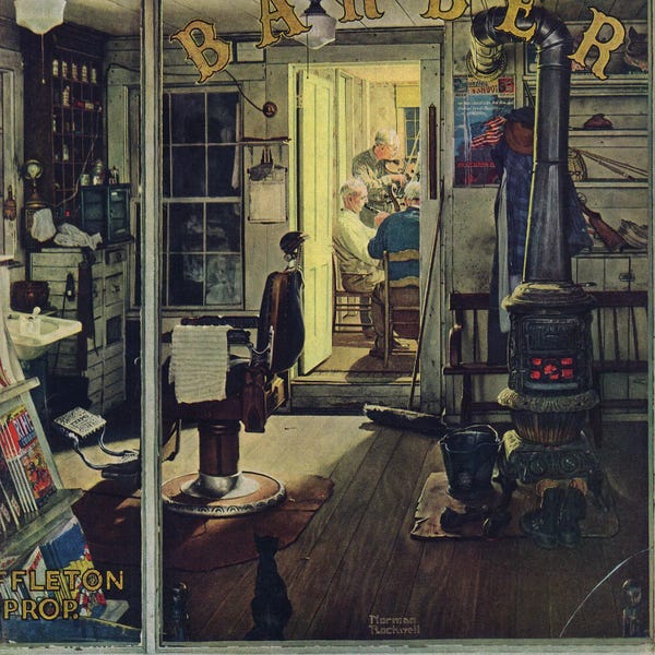 Norman Rockwell: Shuffleton's Barbershop by Norman Rockwell