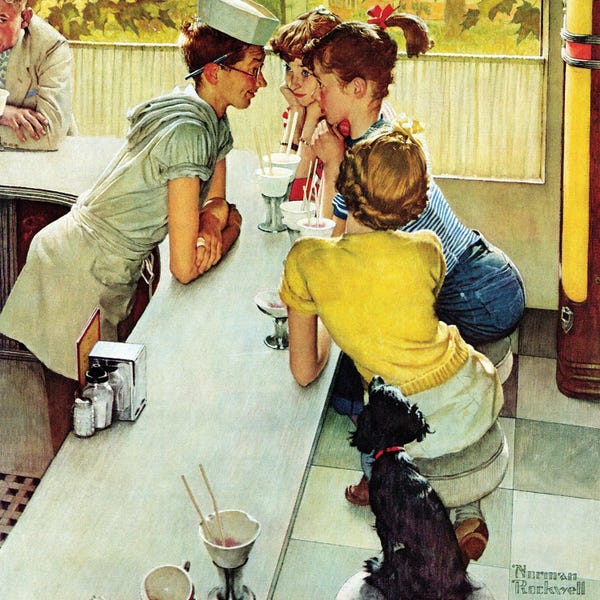 Office Humor: Soda Jerk by Norman Rockwell