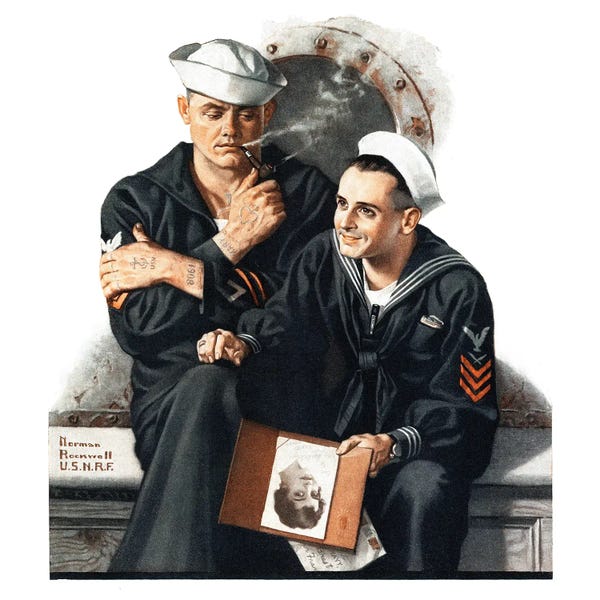 Norman Rockwell: Thinking Of The Girl Back Home by Norman Rockwell