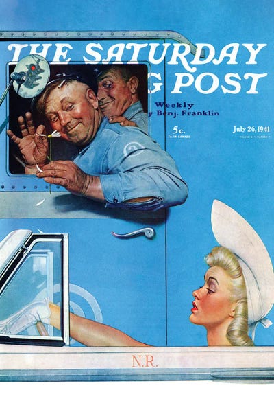 Office Humor: Two Flirts by Norman Rockwell