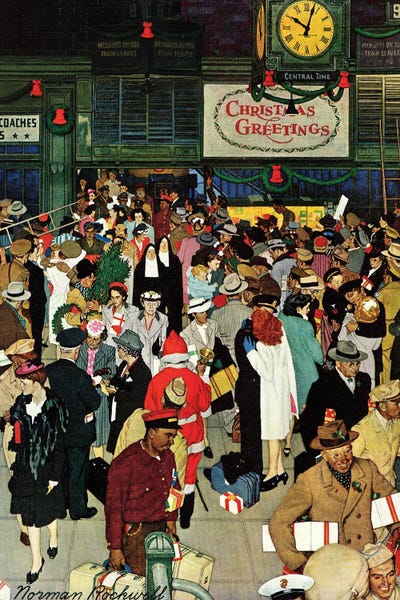 Norman Rockwell: Union Train Station, Chicago, Christmas by Norman Rockwell