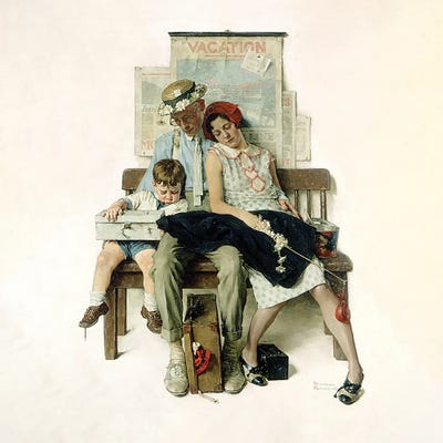 Norman Rockwell - Canvas Prints: Family Home from Vacation by Norman Rockwell