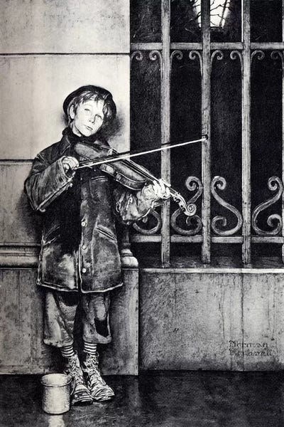 Norman Rockwell: Phil the Fiddler by Norman Rockwell