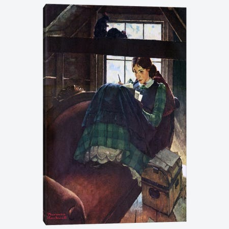 The Most Beloved American Writer Woman Canvas Print #NRL7} by Norman Rockwell Art Print