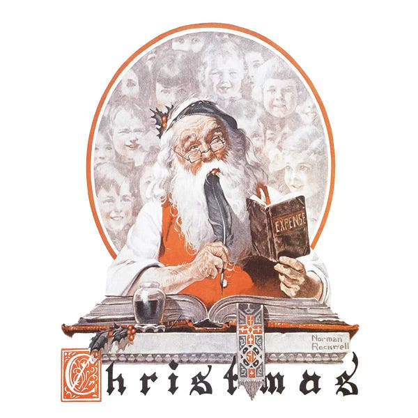 Norman Rockwell: Santa and Expense Book by Norman Rockwell