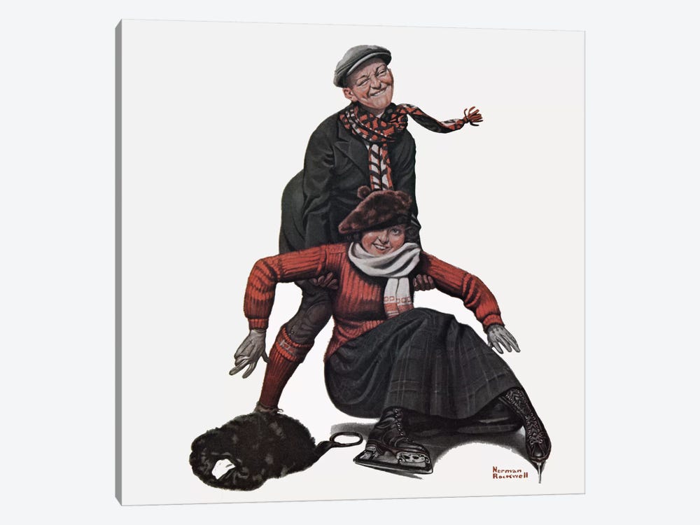 The Novice Skater by Norman Rockwell 1-piece Canvas Art