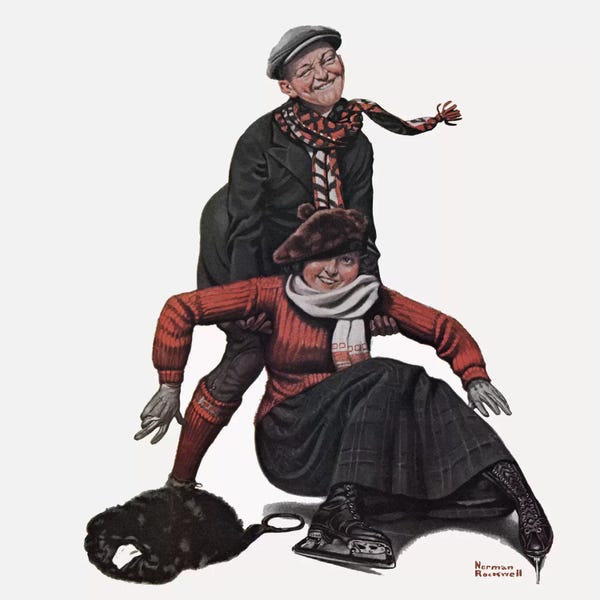 Ice Skating: The Novice Skater by Norman Rockwell