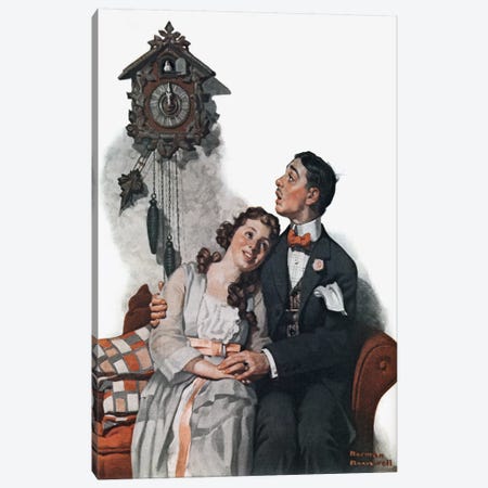 Courting Couple at Midnight Canvas Print #NRL86} by Norman Rockwell Art Print
