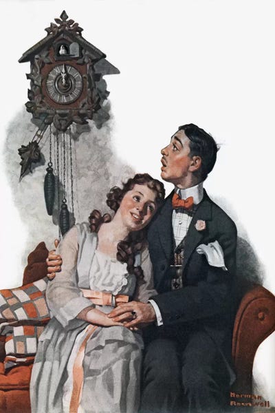 Norman Rockwell: Courting Couple at Midnight by Norman Rockwell