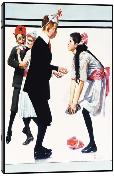 Children Dancing at Party Canvas Art Print - Norman Rockwell