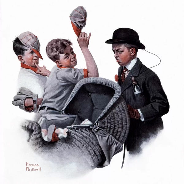 Norman Rockwell: Boy with Baby Carriage  by Norman Rockwell