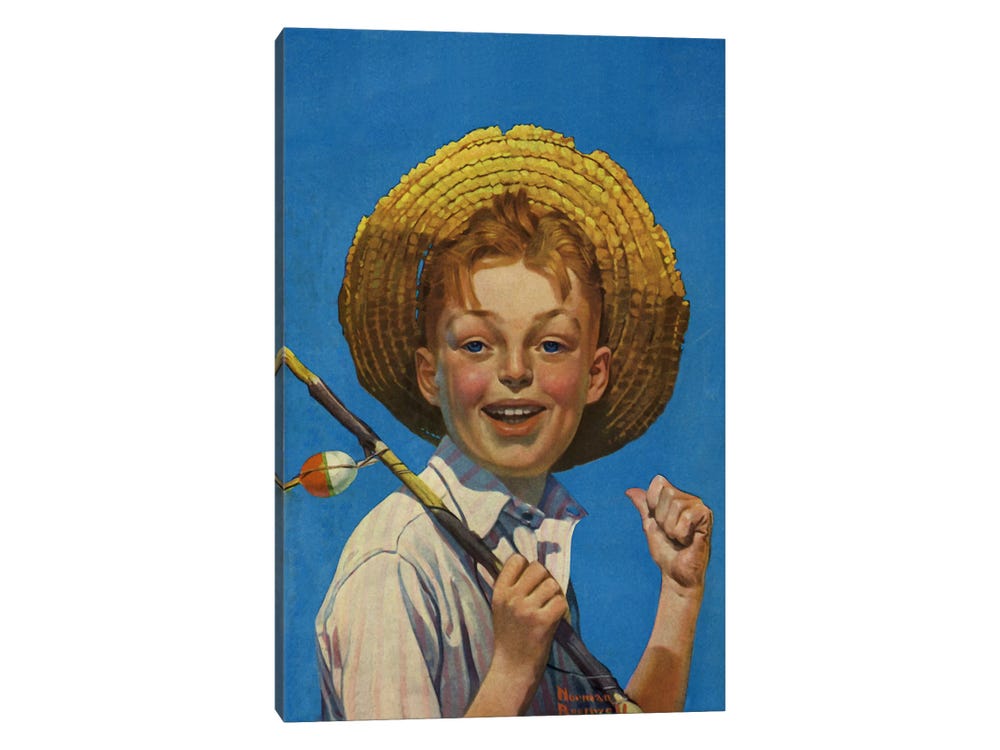 Boy with Fishing Pole ( Sports > Fishing art) - 32x24x.25