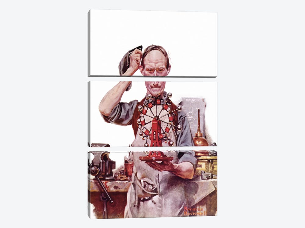 Perpetual Motion by Norman Rockwell 3-piece Art Print