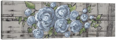Blue Rose On Plaid Canvas Art Print