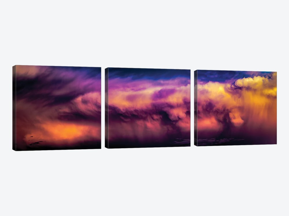 Panoramic Dramatic Purple Wolf Clouds by Nik Rave 3-piece Canvas Art Print
