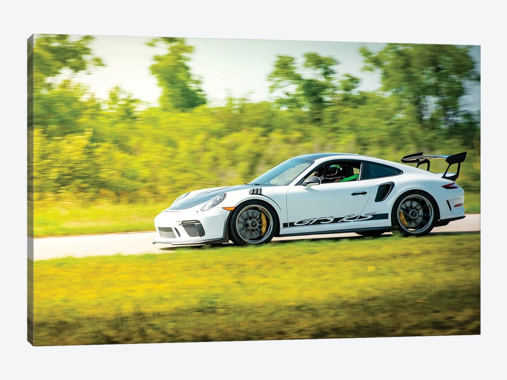 White Porsche Gt3 Rs In Motion by Nik Rave 1-piece Canvas Art Print