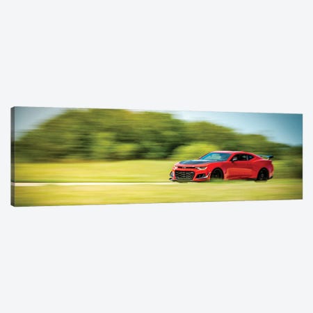 Red Chevrolet Camaro In Motion Canvas Print #NRV181} by Nik Rave Canvas Print