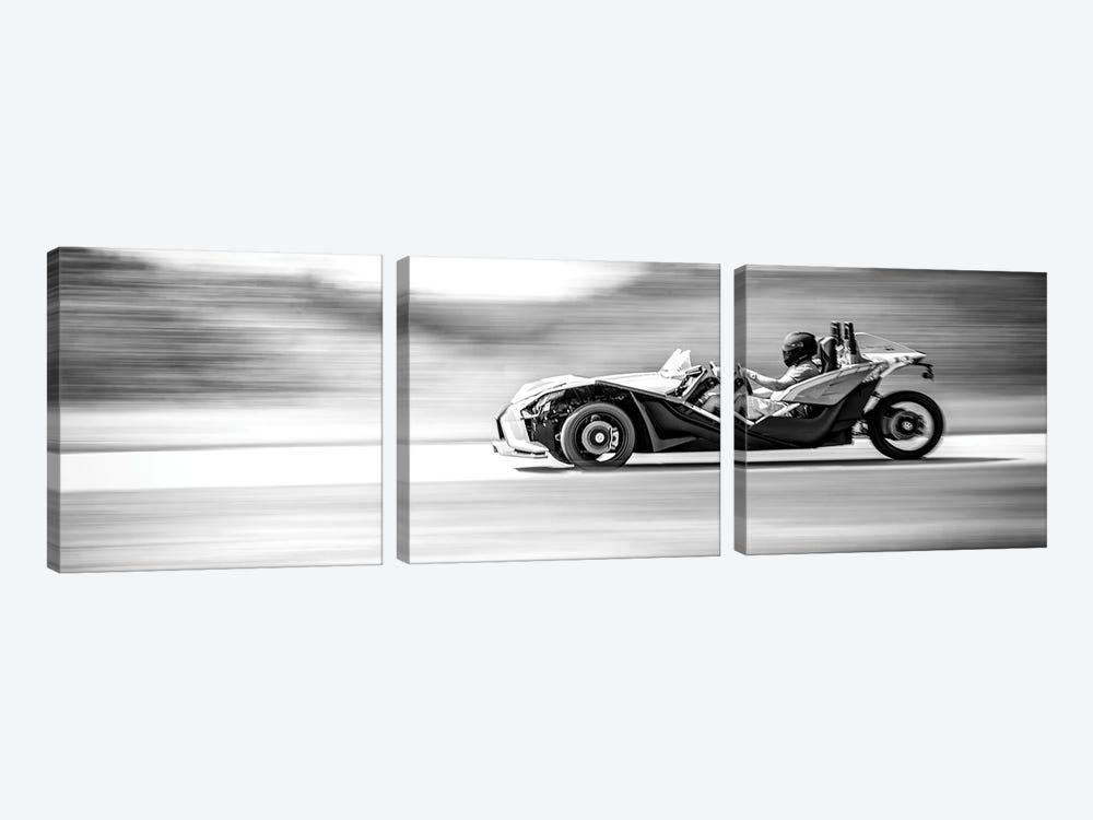Polaris Slingshot On The Track In Motion by Nik Rave 3-piece Canvas Artwork