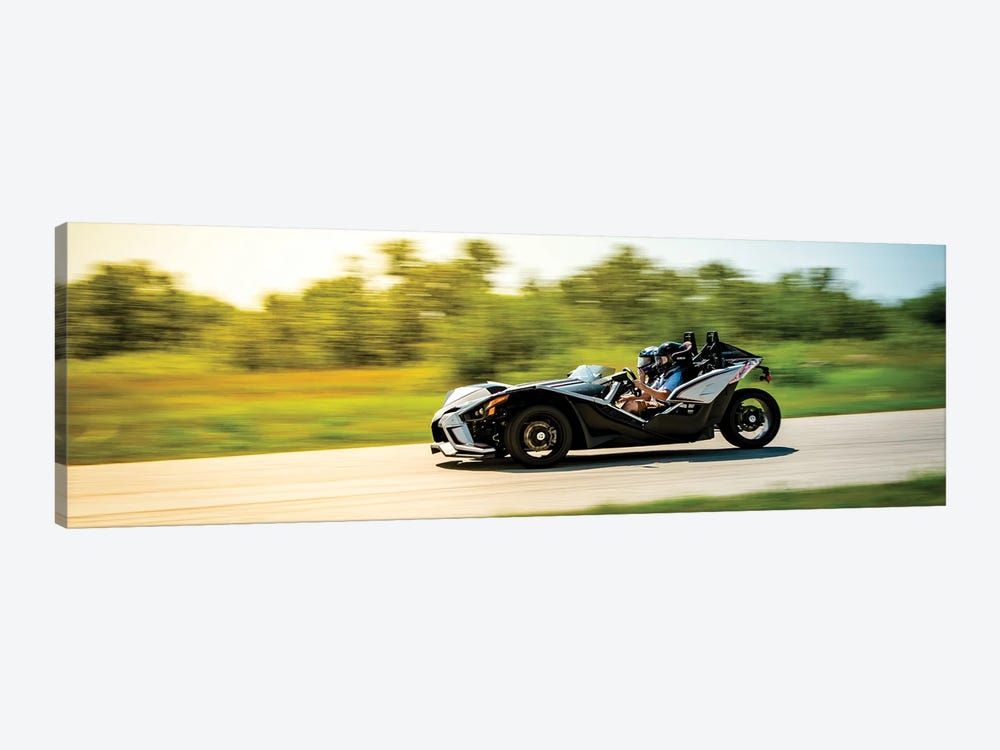 Polaris Slingshot On The Track In Motion Color Black by Nik Rave 1-piece Canvas Wall Art