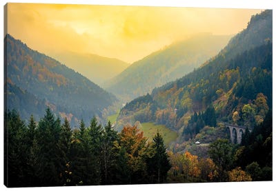 Schwartzwald Landscape: Sunset Hills Valley Canvas Art Print - Germany Art