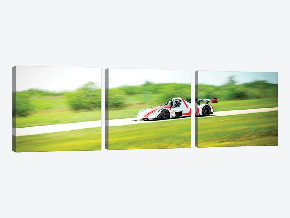 White & Red Formula 1 On The Track In Motion by Nik Rave 3-piece Canvas Art