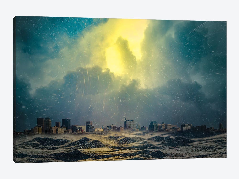 City Under Blizzard by Nik Rave 1-piece Canvas Print