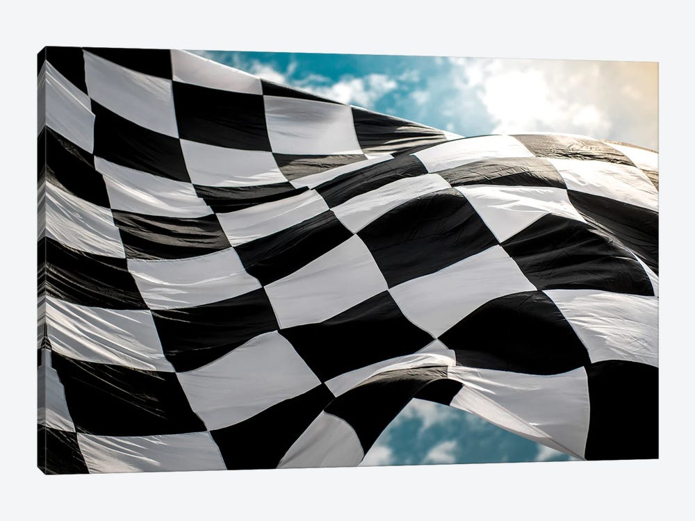 Huge Finish Line Flag Over Sky by Nik Rave 1-piece Canvas Wall Art