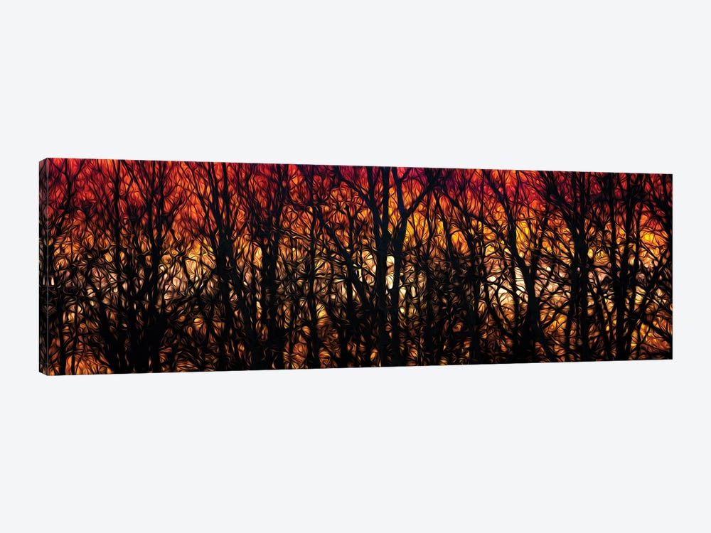 Sunset In A Forest Drawing by Nik Rave 1-piece Canvas Print