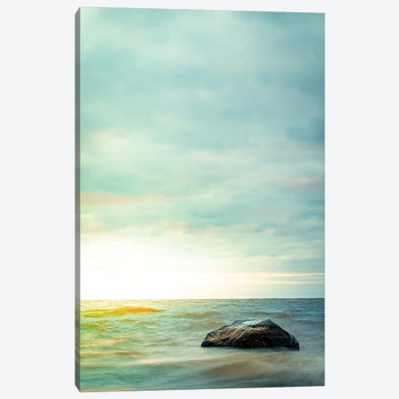 Rock In The Shallow Water Canvas Print #NRV318} by Nik Rave Canvas Art
