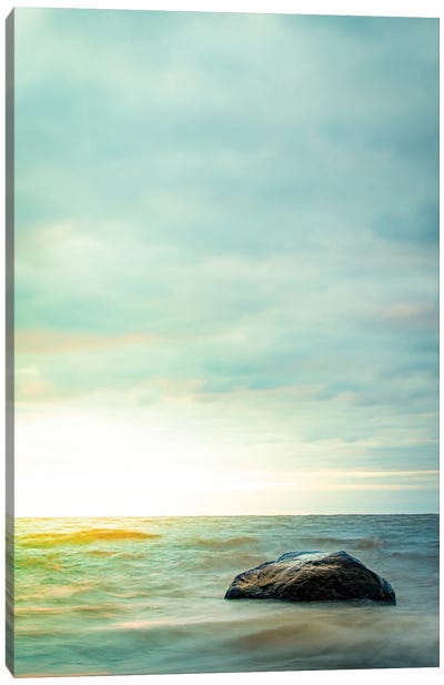 Rock In The Shallow Water Canvas Art Print