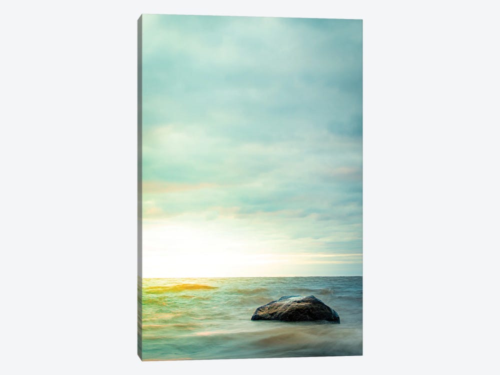 Rock In The Shallow Water by Nik Rave 1-piece Canvas Print