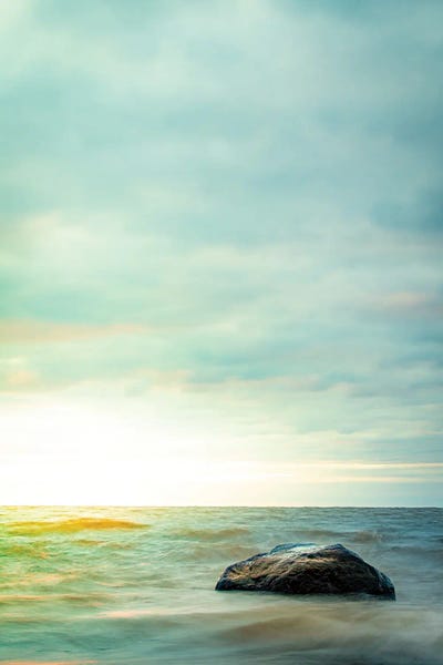 Lake Sunrises & Sunsets: Rock In The Shallow Water by Nik Rave