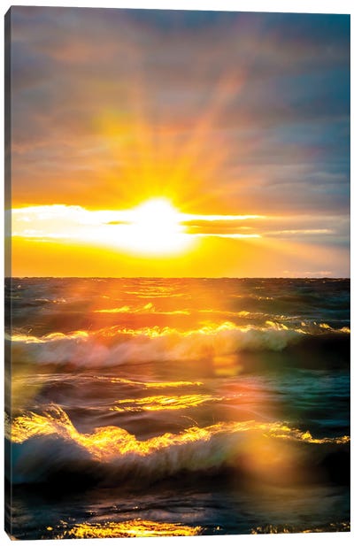 Sunrise Over Ocean III Canvas Art Print - Nik Rave