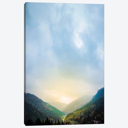 Black Forest Landscape Sunny Valley Germany Painting Canvas Print #NRV335} by Nik Rave Art Print