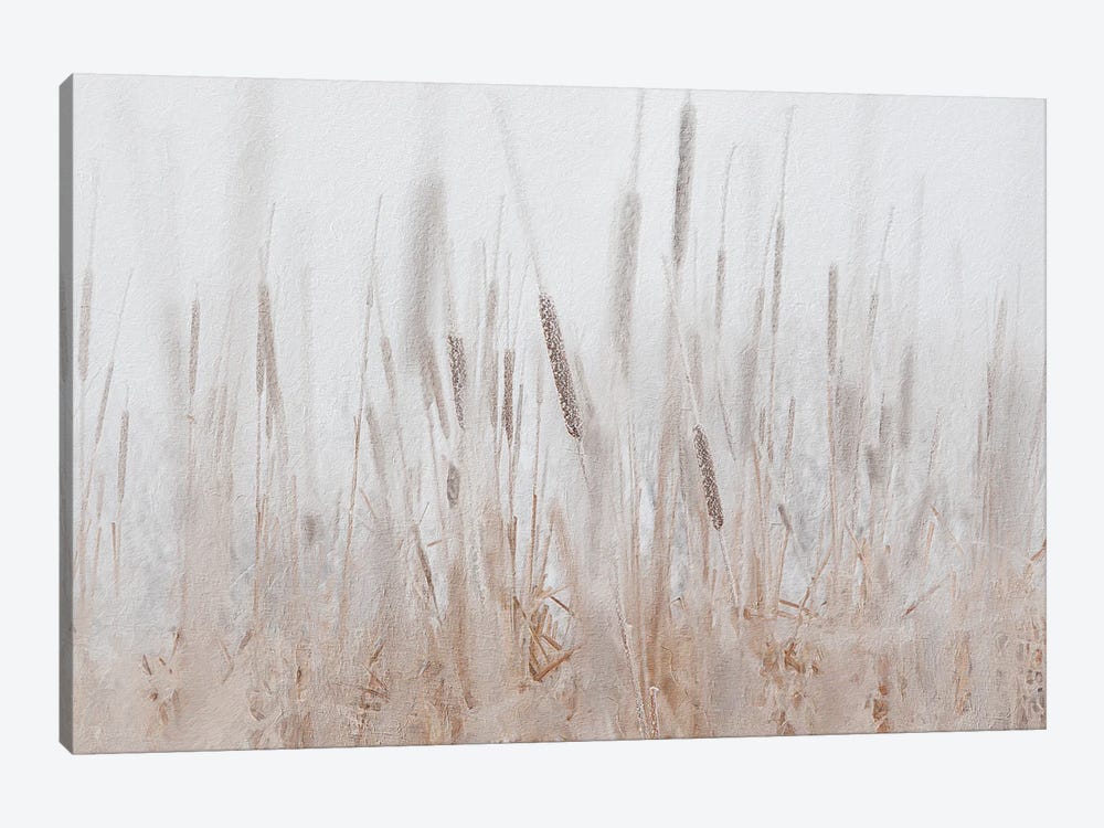 Cattails Hoarfrost Painting by Nik Rave 1-piece Canvas Art