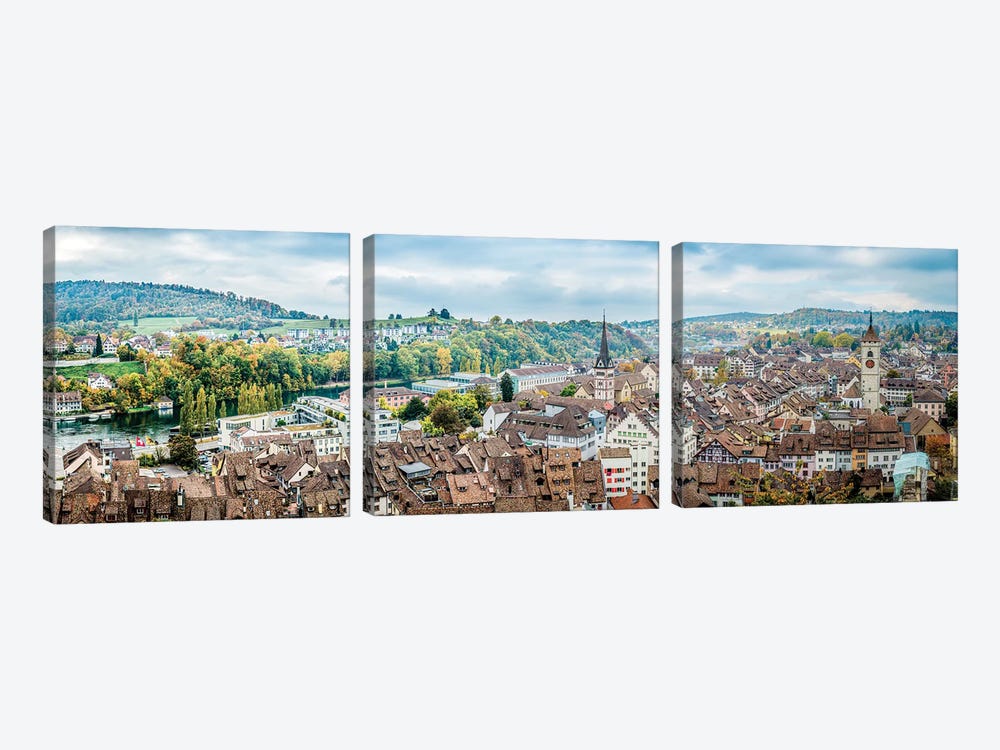 Panorama Of City In Switzerland by Nik Rave 3-piece Canvas Print