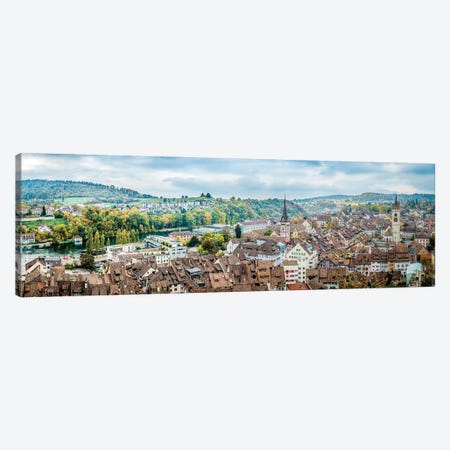 Panorama Of City In Switzerland Canvas Print #NRV347} by Nik Rave Canvas Artwork