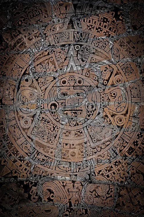 Aztec Wind God Black by Nik Rave wall art