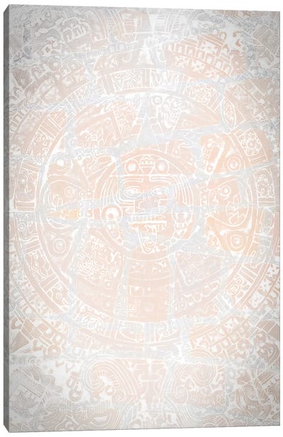 Aztec Wind God White Canvas Art Print - Nik Rave