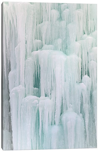 Frozen Waterfall Canvas Art Print - Ice & Snow Close-Up Art