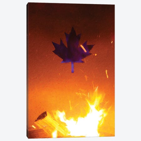 Canada Leaf Fire Of Passion Canvas Print #NRV400} by Nik Rave Canvas Art
