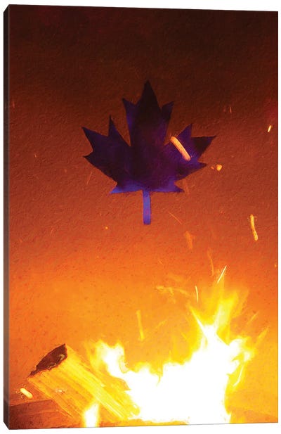 Canada Leaf Fire Of Passion Canvas Art Print - Nik Rave